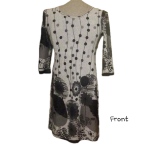 Nwt 3/4 sleeve grey print scoop neck dress